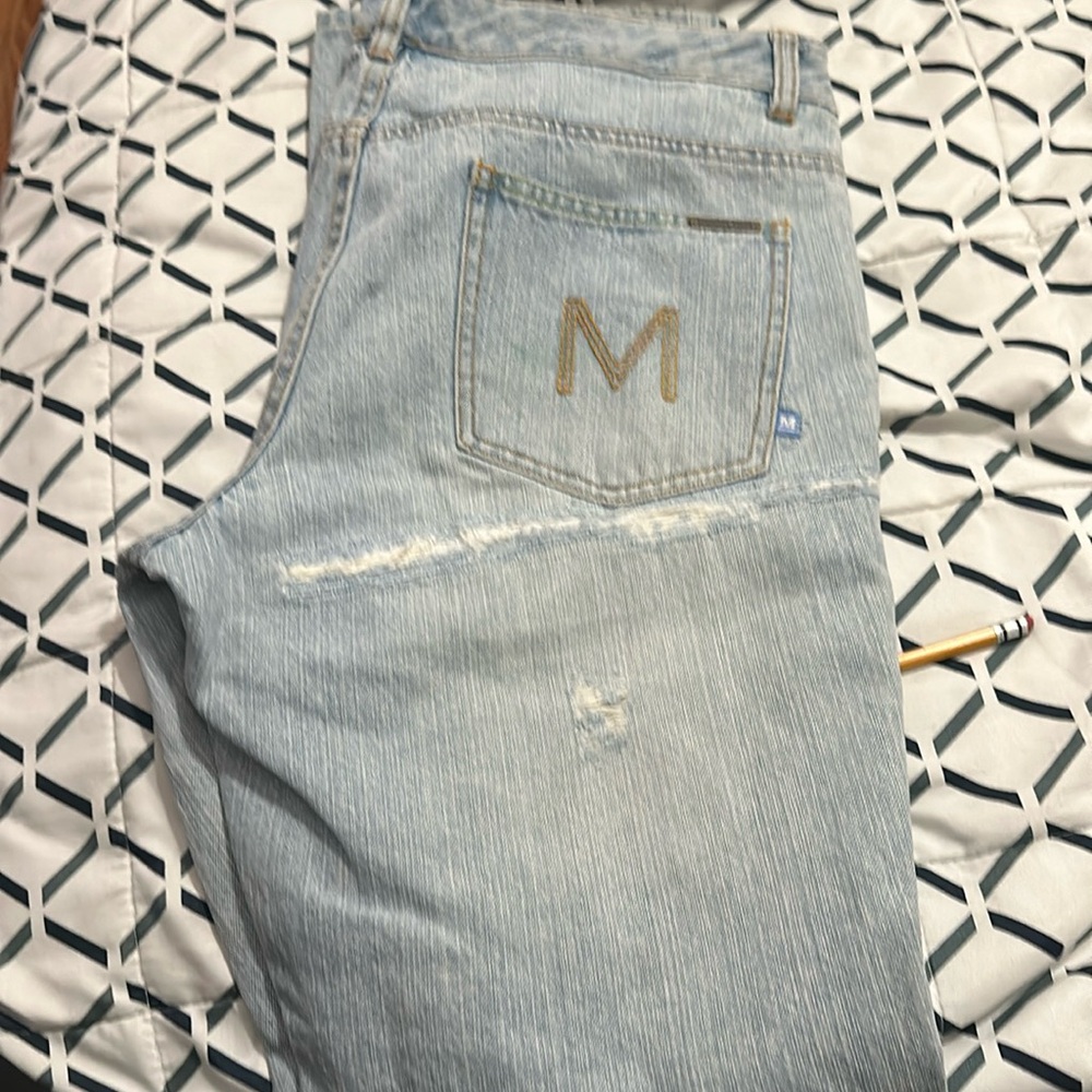 Michael Kors Distressed Beaters Womens Designer Jeans 12/33 Stone Wash